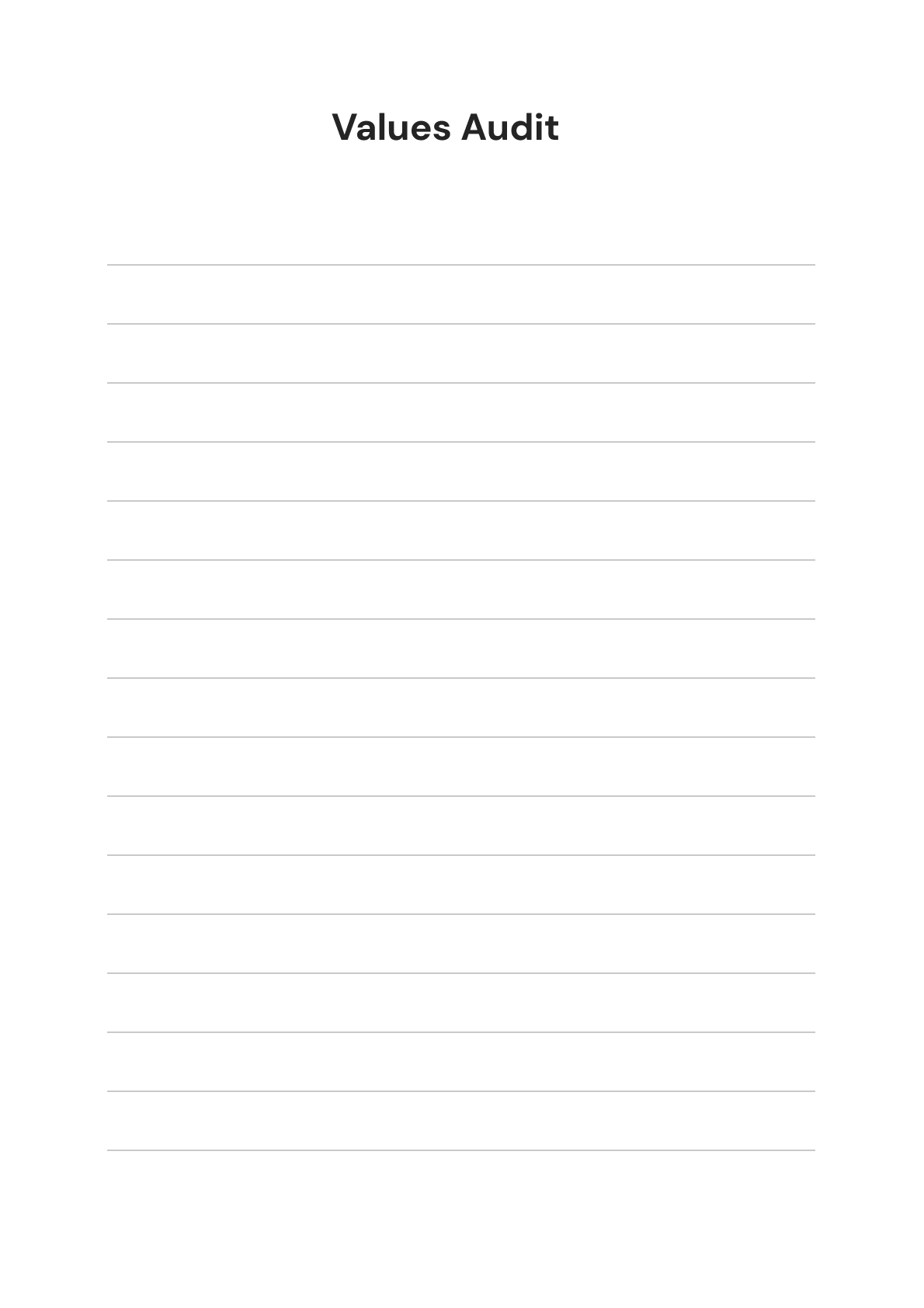 Preview of the Living with Intention Values Audit guide pages